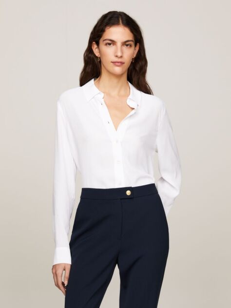 White Fluid Crepe Regular Fit Shirt  Women
