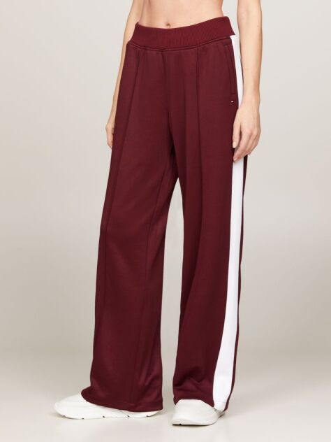 Red Sport Contrast Stripe Mid Rise Joggers  Women