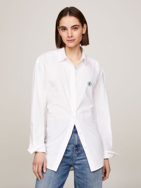 White TH Monogram Waisted Regular Fit Shirt  Women