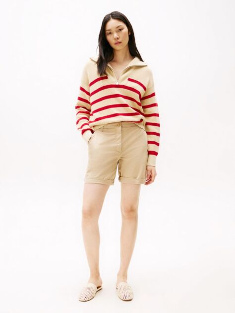Beige Relaxed Chino Bermuda Shorts  Women