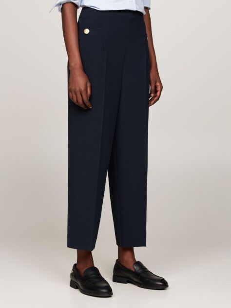 Blue Twill Relaxed Straight Leg Trousers  Women
