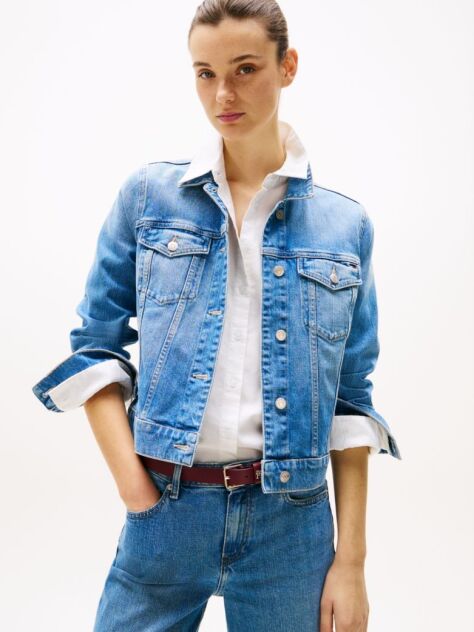 Μπλε Denim Τζάκετ Σε Slim Γραμμή  Γυναίκες