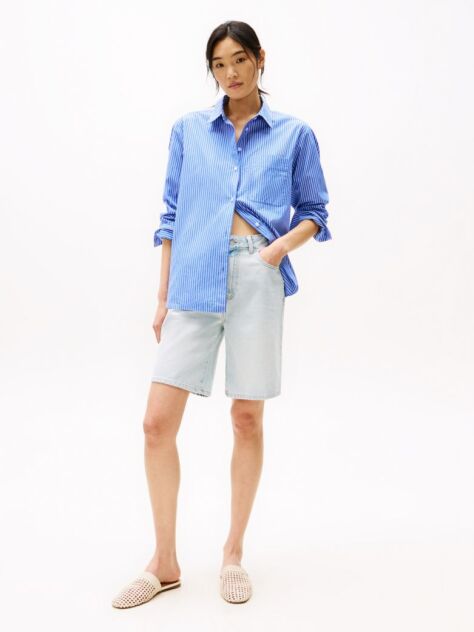 Blue Relaxed Denim Bermuda Shorts  Women