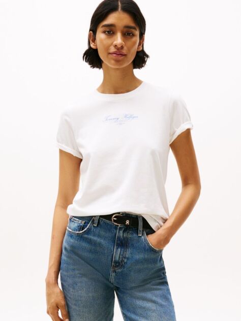 Άσπρο T-Shirt Με Κλασική Λαιμόκοψη  Γυναίκες