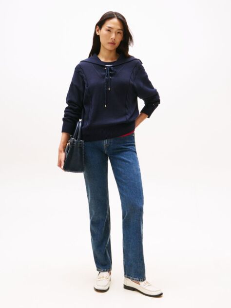 Blue Mid Rise Straight Leg Jeans  Women