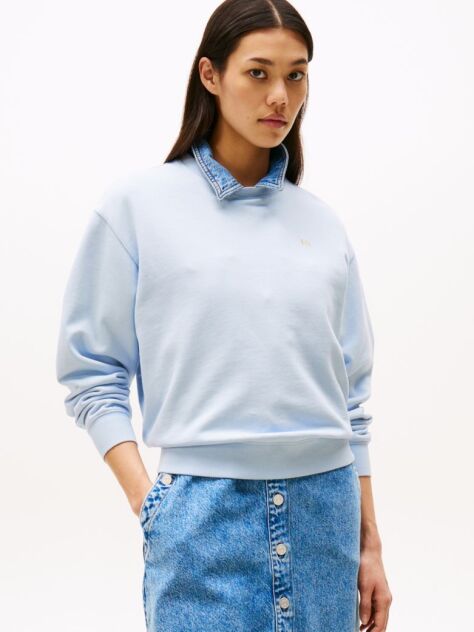 Blue Contrast Hilfiger Flag Embroidery Sweatshirt  Women