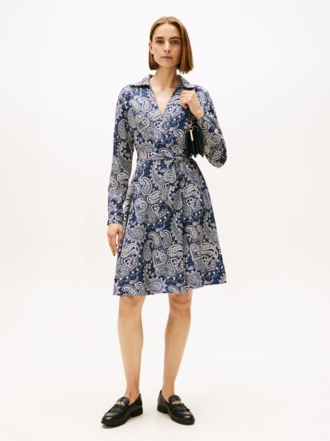 Multi Relaxed Long Sleeve Mini Wrap Dress  Women