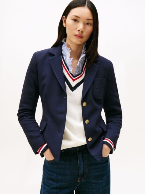 Blue TH Crest Embroidery Slim Fit Blazer  Women