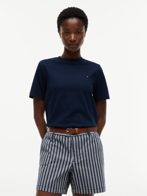 Μπλε Boxy T-Shirt Με Πλέξη Interlock  Γυναίκες