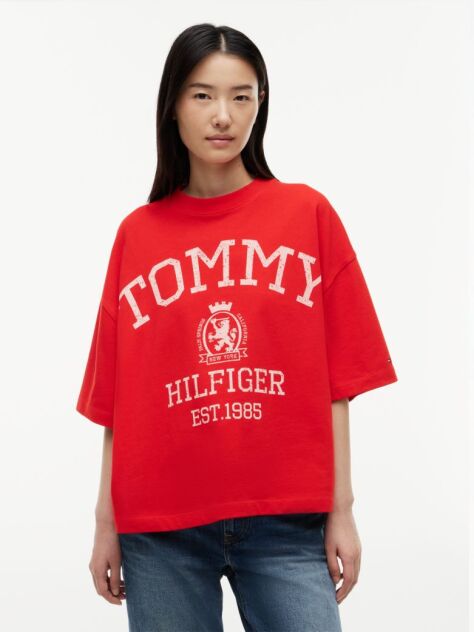 Κόκκινο T-Shirt Oversized Σε Άνετη Γραμμή  Γυναίκες