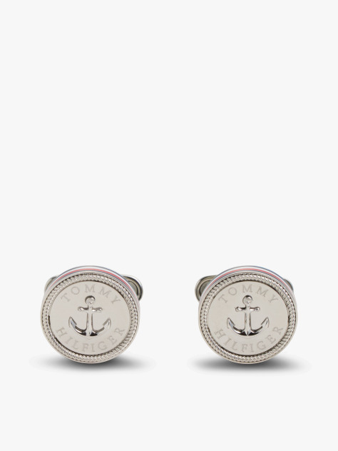 Silver Stainless Steel Signature Nautical Cufflinks  Men