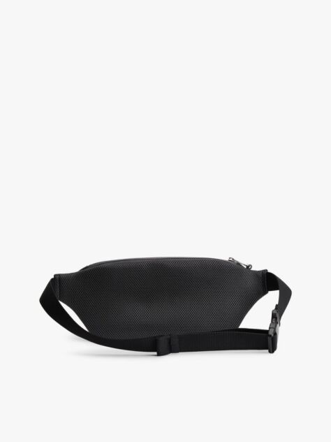 Black Rubberised Logo Bum Bag  Men