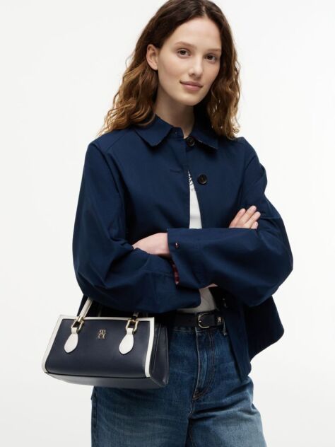 Blue TH Monogram Colour-Blocked Satchel  Women