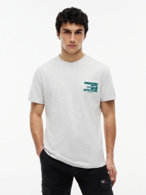 Γκρι Βαμβακερό T-Shirt Με Signature Λογότυπο  Άνδρες