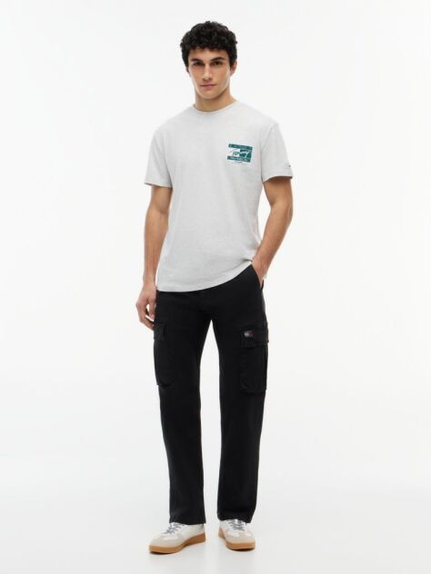 Γκρι Βαμβακερό T-Shirt Με Signature Λογότυπο  Άνδρες