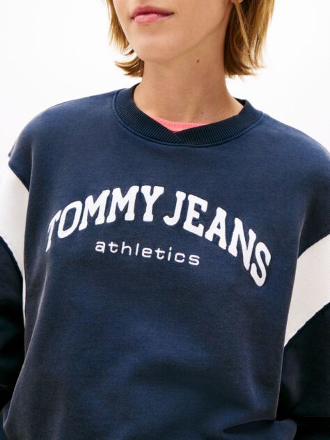 Blue Contrast Logo Embroidery Boxy Sweatshirt  Women