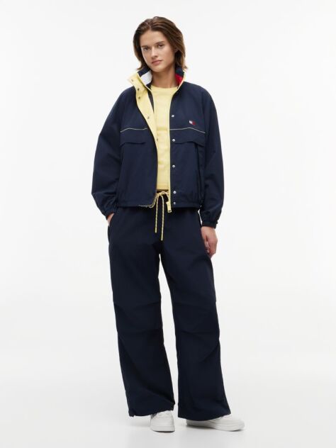Blue Low Rise Parachute Trousers  Women