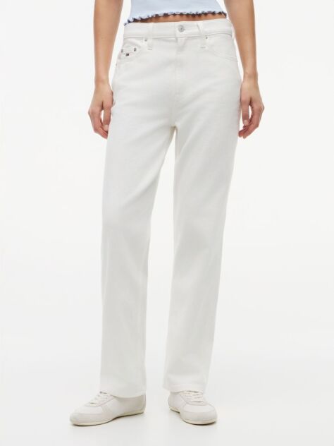 Denim High Rise Slim Straight White Jeans  Women