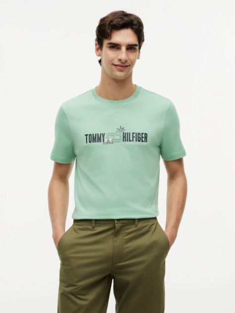Green Logo Graphic Jersey T-Shirt  Men