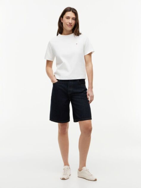 Άσπρο Boxy T-Shirt Με Πλέξη Interlock  Γυναίκες