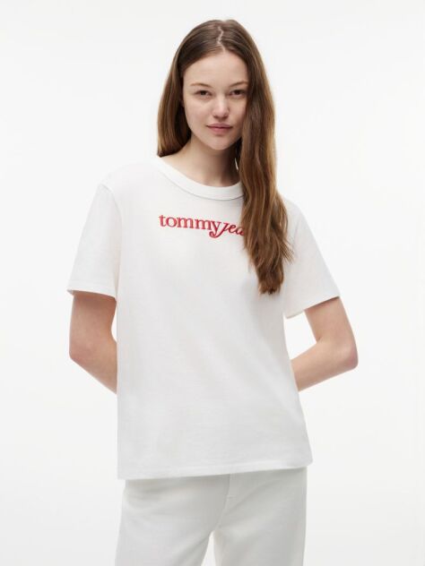 Άσπρο Άνετο Βαμβακερό T-Shirt  Γυναίκες