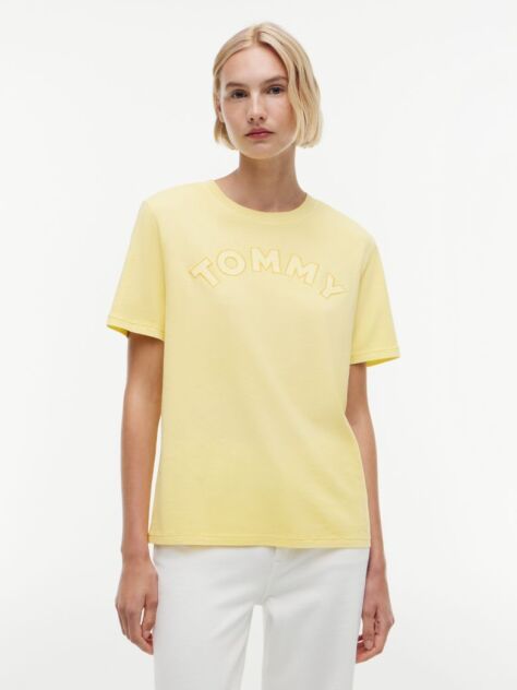 Κίτρινο Άνετο Βαμβακερό T-Shirt  Γυναίκες