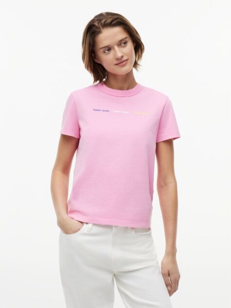 Ροζ Βαμβακερό T-Shirt Με Επαναλαμβανόμενο Λογότυπο  Γυναίκες