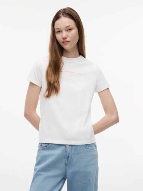 Άσπρο Βαμβακερό T-Shirt Με Επαναλαμβανόμενο Λογότυπο  Γυναίκες