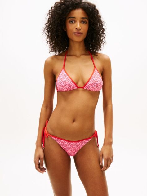 Pink Essential Print Halterneck Triangle Bikini Top  Women