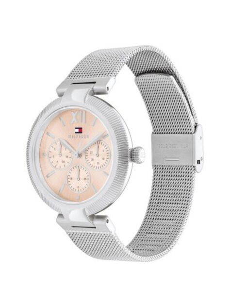 Pink Silver Tone Mesh Strap Watch  Women