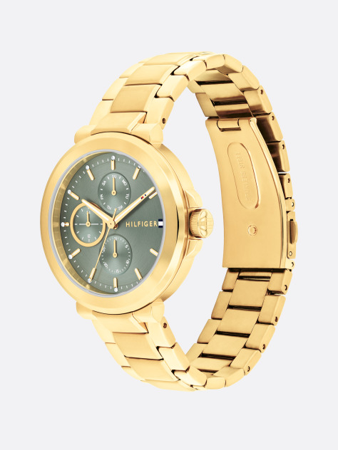 Green Stainless Steel Chain-Link Strap Watch  Women