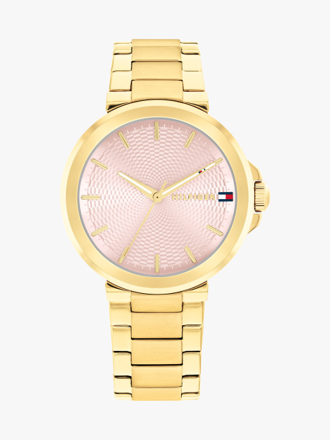 Pink Blush Dial Gold-Plated Chain-Link Watch  Women