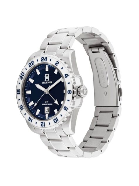 Blue Silver-Plated Blue Dial Watch  Men
