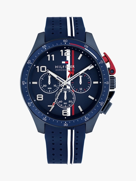 Blue Blue Silicone Strap Chronograph Watch  Men
