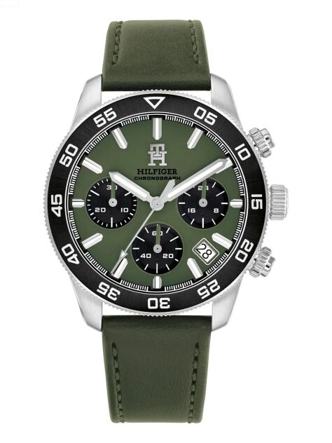 Green Green Dial Leather Strap Watch  Men