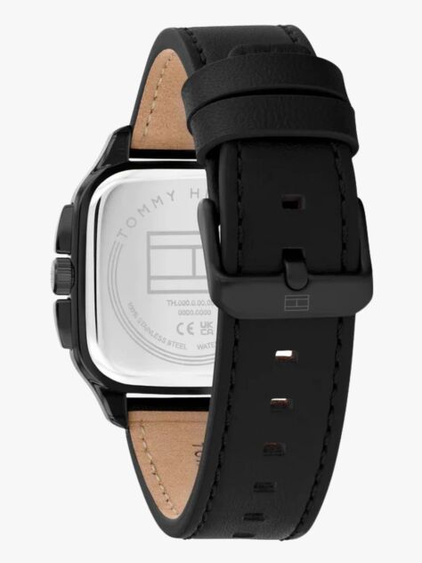 Black Square Dial Leather Strap Watch  Men