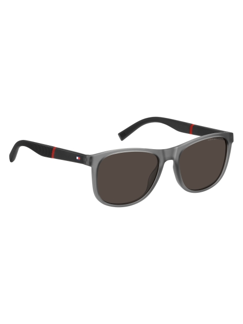 Grey Flag Patch Rectangular Sunglasses  Men