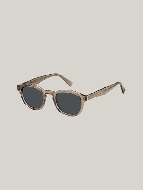Beige Rivet Detail Oval Sunglasses  Men