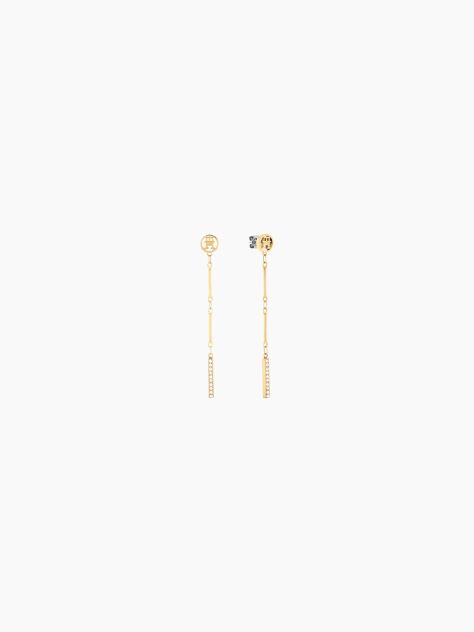Gold Gold-Plated Bar Chain Silver Earrings   Women