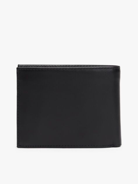 Black Leather Flap Wallet  Men