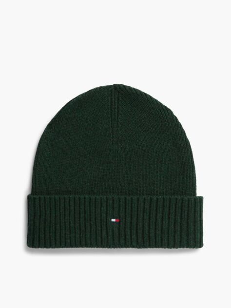 Green Hilfiger Flag Beanie With Cashmere  Men