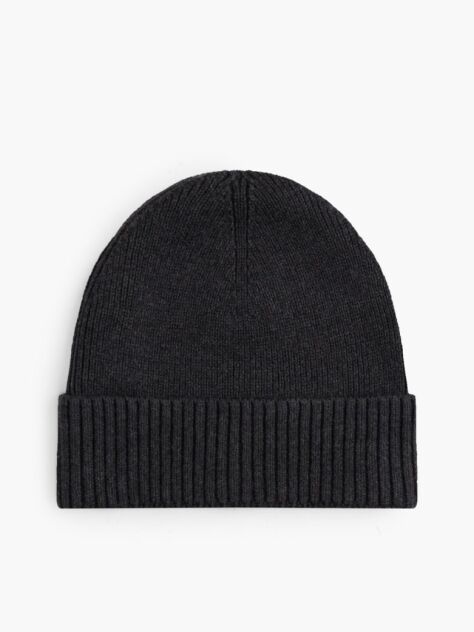 Grey Hilfiger Flag Beanie With Cashmere  Men