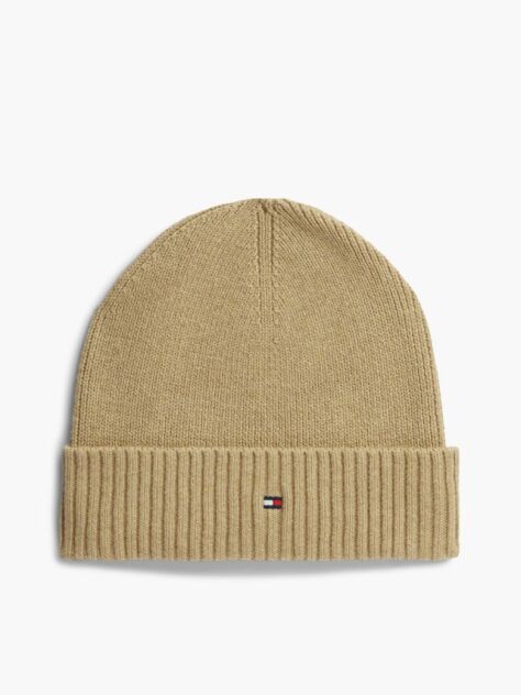 Brown Hilfiger Flag Beanie With Cashmere  Men