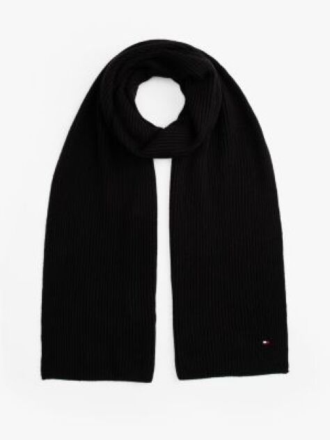Black Hilfiger Flag Embroidery Scarf with Cashmere  Men