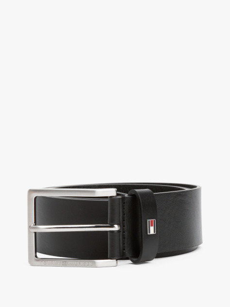 Black Square Buckle Leather Belt  Men