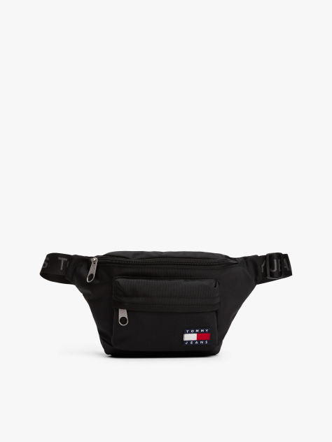 Black Essential Repeat Logo Strap Bum Bag  Men