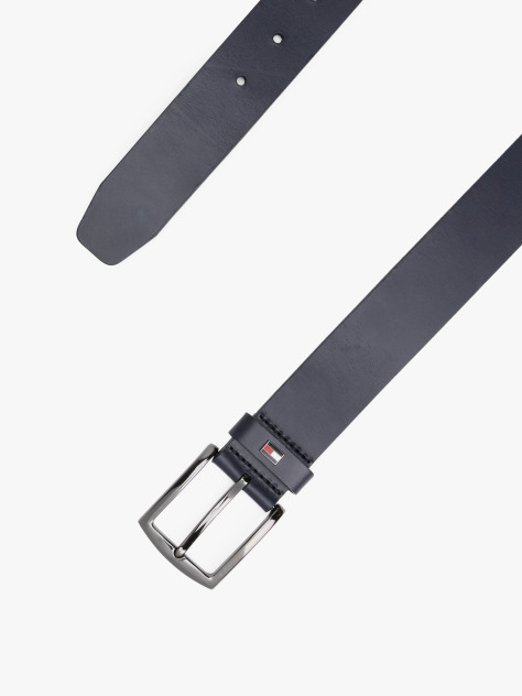 Blue Enamel Flag Square Buckle Leather Belt  Men
