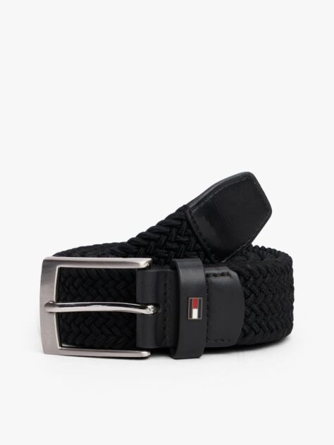 Black Braided Elastic Webbing Belt  Men