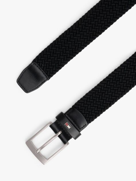 Black Braided Elastic Webbing Belt  Men