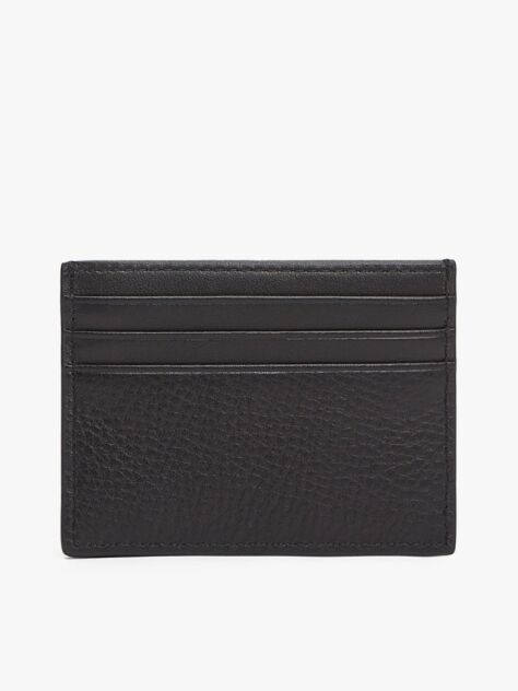 Black Corporate Logo Leather Credit Card Holder  Men